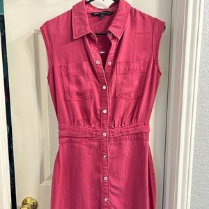 Pink Denim Button Down Dress